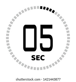 The 5 seconds, stopwatch icon, digital timer. Digital Countdown Timer Vector Icon. Clock and watch, timer.