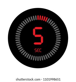 The 5 seconds, stopwatch vector icon, digital timer. clock and watch, timer, countdown symbol. EPS 10