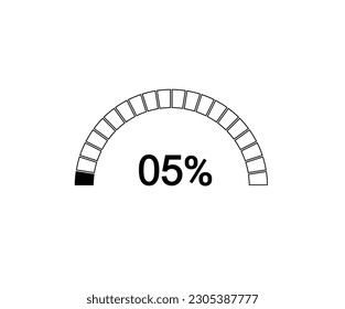 5% semicircle percentage diagrams, 5 Percentage ready to use for web design, infographic or business.