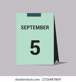 5 september calendar date icon minimal desk calendar vector illustration