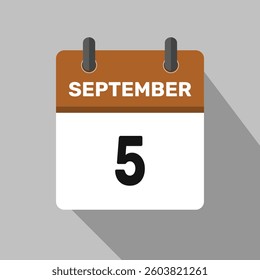 5 september calendar icon vector design month illustration