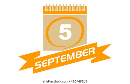 5 September Calendar with Ribbon