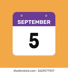 5 september calender icon text page monthly web design.