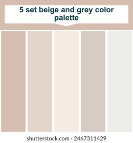 5 set beige and grey color palette. Elegant grey and beige colors palette. Beautiful color palette

