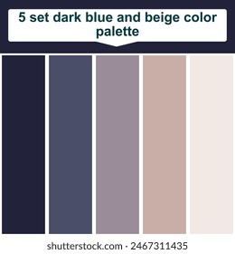 5 set dark blue and beige color palette. Elegant beige and dark blue colors palette. Beautiful color palette
