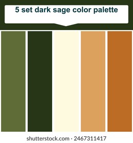 5 set dark sage color palette. Elegant dark sage colors palette. Beautiful color palette
