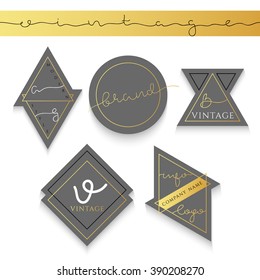 5 Set label for business. Label trademark. The label for the shares . Emblem realistic trading . The label for the sphere of industry . Black emblem.