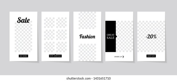 5 set of Minimal Social Media Story Kit Templates. Set of Instagram Stories. Stylish, modern and simple concept for social media story. Can use for your shop.