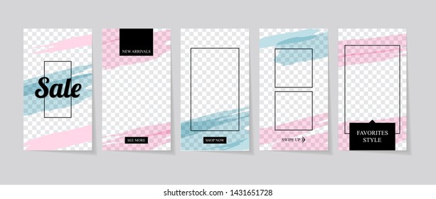 5 set of Minimal Social Media Story Kit Templates. Set of Instagram Stories. Stylish, modern and simple concept for social media story. Can use for your shop.
