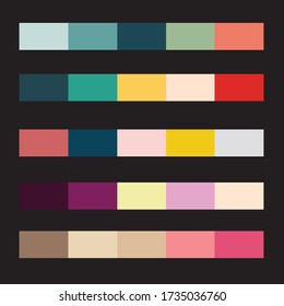 5 set of palette color illustration. color mood board illustration