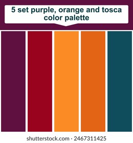 5 Set Violett, Orange und Tosca Farbpalette. Elegante Tosca, orange und lila Farbpalette. Schöne Farbpalette
