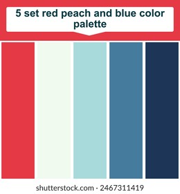 5 set red peach and blue color palette. Elegant blue and peach red colors palette. Beautiful color palette
