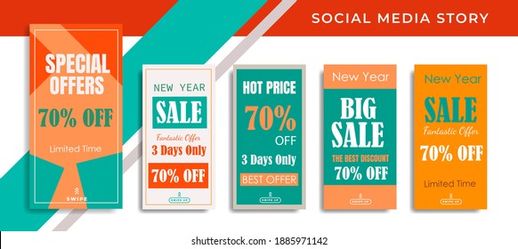 5 set Social Media Network Sales Banner Backgrounds, Mobile App, Poster, Flyer, Coupon,Advertisement,  Smartphone Template Story, Abstract liquid Modern shapes. editable template eps 10 vector.