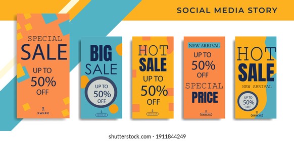 5 set Social Media Network Sales Banner Backgrounds, Mobile App, Poster, Flyer, Coupon,Advertisement, Smartphone Template Story, Abstract liquid Modern shapes. editable template eps 10 vector.