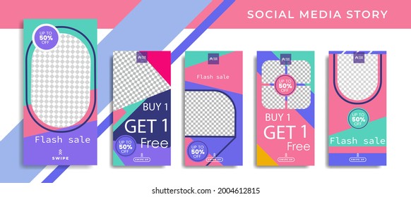 5 set Social Media Network Sales Banner Backgrounds, Mobile App, Poster, Flyer, Coupon,Advertisement, Smartphone Template Story, Abstract liquid Modern shapes. editable template eps 10 vector.