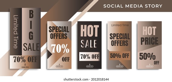 5 set Social Media Network Sales Banner Backgrounds, Mobile App, Poster, Flyer, Coupon, Publicidad, Smartphone Template Story, Resumen líquido de formas modernas. módulo modificable eps 10 vector.