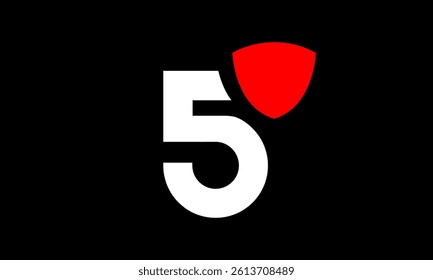 5 Shield Red Modern Simple Protect Logo