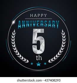 5 Silver anniversary logo, low poly design number