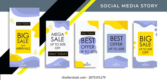 5 Social Media Network Sales Banner Backgrounds, Mobile App, Poster, Flyer, Coupon,Advertisement,  Smartphone Template Story, Abstract liquid Modern shapes. editable template eps 10 vector