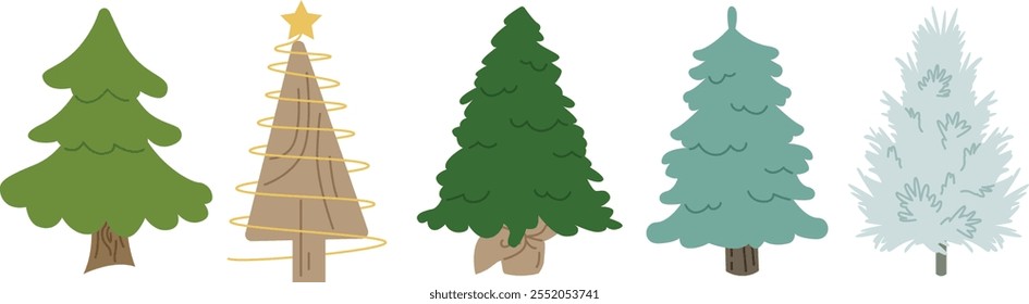5 Spruce And Pine Trees