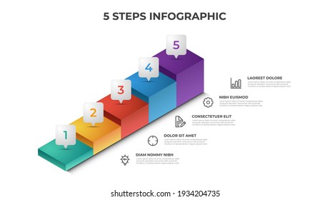 5 Stairs Steps Infographic Element Template Vector, Layout Design For Presentation, Diagram, Etc