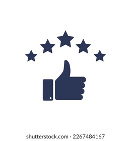 5 Star customer review quality rate satisfaction best service recommend. 5 star rate icon success vector icon