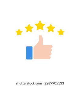5 Star customer review quality rate satisfaction best service recommend. 5 star rate icon success vector icon