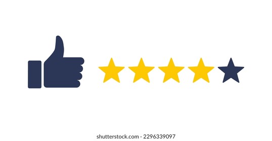 5 Star customer review quality rate satisfaction best service recommend. 5 star rate icon success vector icon