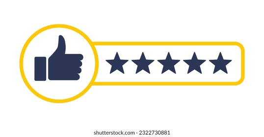 5 Star customer review quality rate satisfaction best service recommend. 5 star rate icon success vector icon