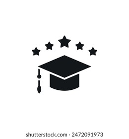 5 star education simple glyph icon. Vector solid isolated black illustration.