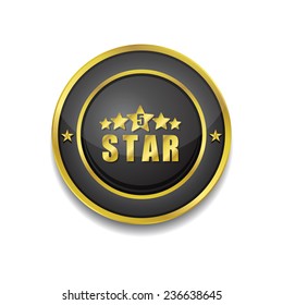 5 Star Gold Vector Icon Button