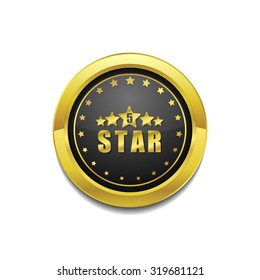 5 Star Golden Vector Icon Button