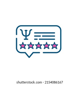 5 star good rating for psychotherapy service. Pixel perfect, editable stroke color line icon