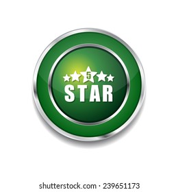 5 Star Green Vector Icon Button
