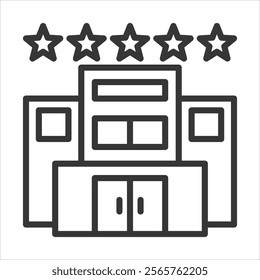 5 Star Hotel Icon Vector Illustration Outline Style