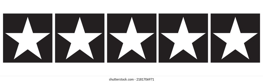5 Sterne Symbol. Flaches Grafikdesign. Symbol auf weißem Hintergrund. Vektorgrafik. EPS10.