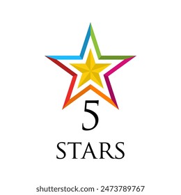 5 Star Logo Graphic Design features a visually striking representation of five stars arranged in a captivating design. This logo exudes elegance, excellence, and prestige.