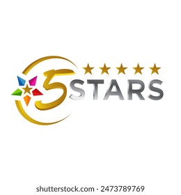 5 Star Logo Graphic Design features a visually striking representation of five stars arranged in a captivating design. This logo exudes elegance, excellence, and prestige.