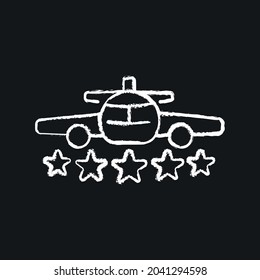 5 star plane chalk icon. Vector isolated black illustration