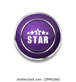 5 Star Purple Vector Icon Button