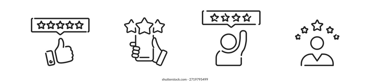 Tarifa de 5 estrellas. Comentarios del cliente. Calificación de producto Cliente de cinco estrellas. Ilustración vectorial. EPS 10.