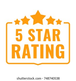 5 Star Rating. Badge With Icons. Flat Vector Illustration On White Background.
