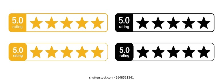 5 star rating star bar in gold and black isolated on white background