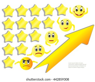 5 star star rating element. Vector graphics.Stylish star rating template.Simple rounded star rating. 