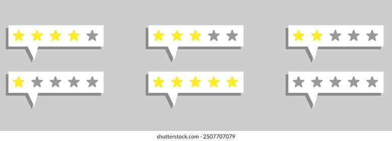 5 Star rating from five to one vector icon, 5 star rating vector image. vector illustration.