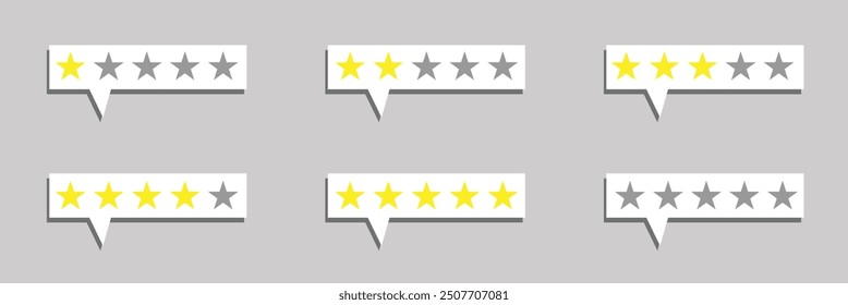 5 Star rating from five to one vector icon, 5 star rating vector image. vector illustration.