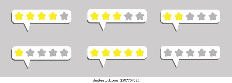 5 Star rating from five to one vector icon, 5 star rating vector image. vector illustration.