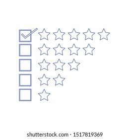 5 star rating icon vector illustration eps10. Isolated badge for website or app - stock info graphics. Concept of line icon