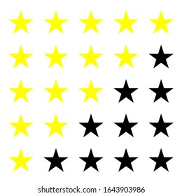 Icono de clasificación de 5 estrellas Ilustración vectorial aislada en fondo blanco