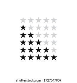 vector de icono de clasificación de 5 estrellas. Señales de clasificación de productos